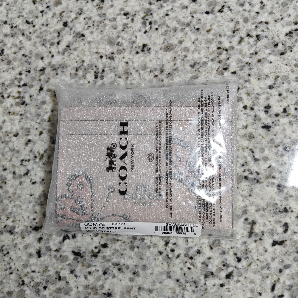 Coach Mini Skinny Id Case With Butterfly Print (Pink) - Picture 2 of 5